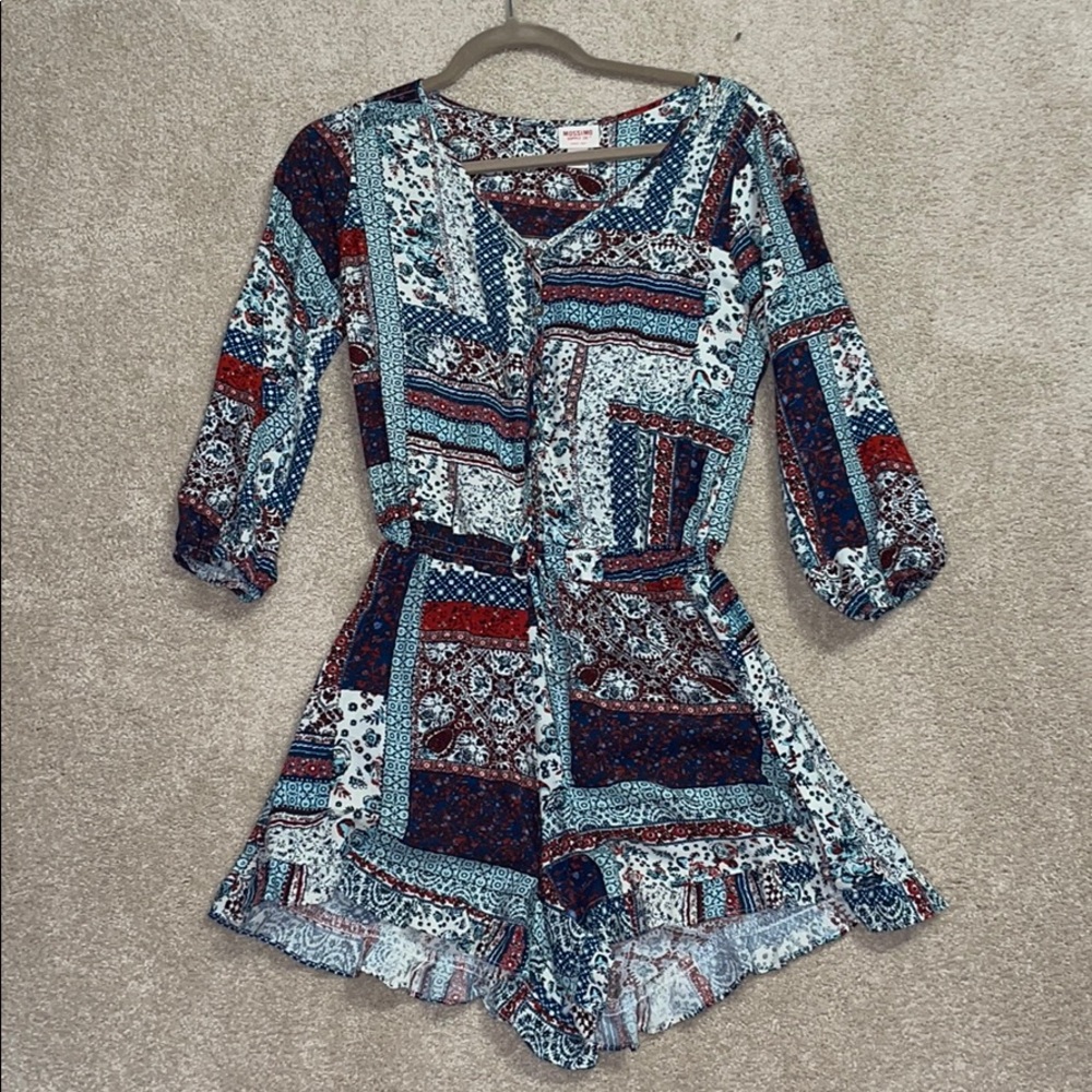 Patchwork Printed Romper - image 1